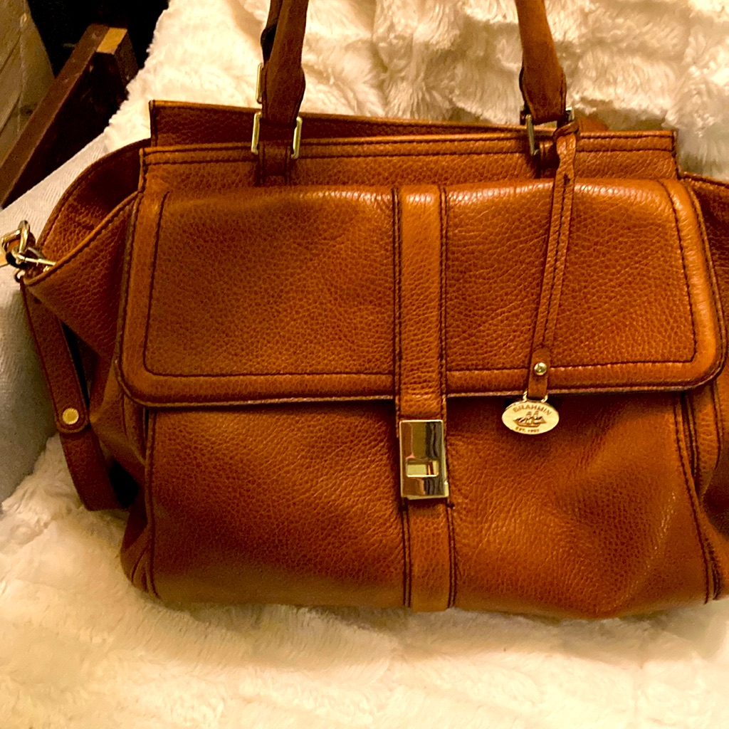 Brahmin Taylor Cognac Brown Leather Newbury Satchel